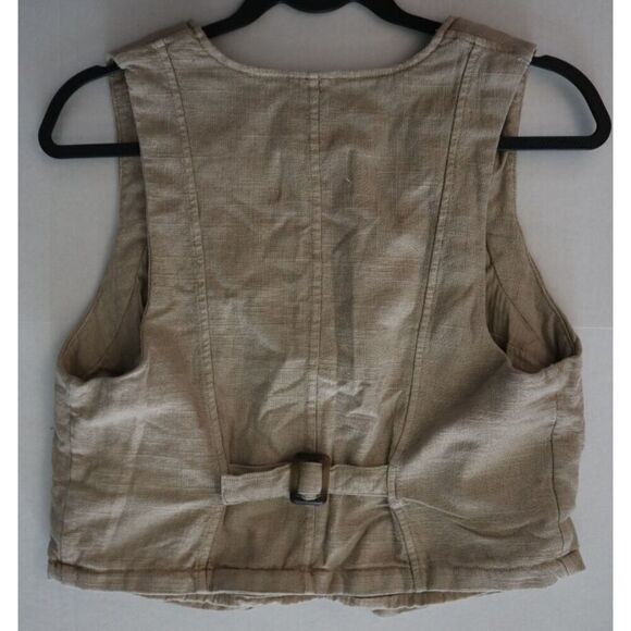 We The Free x FP OB1658551 Women's Sz M Khaki/Taupe Charley Linen Blend Vest - Picture 7 of 9
